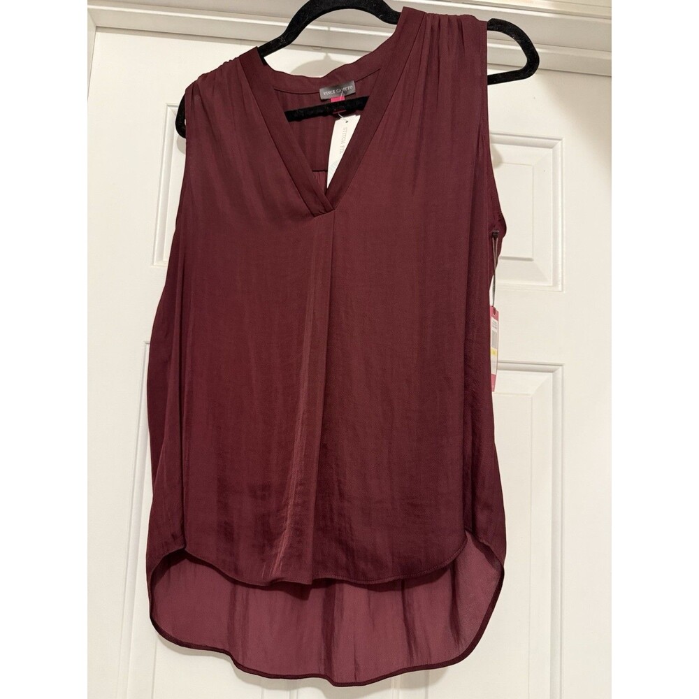 Vince Camuto Burgundy Sleeveless Blouse Size M NWT Classic Minimalist